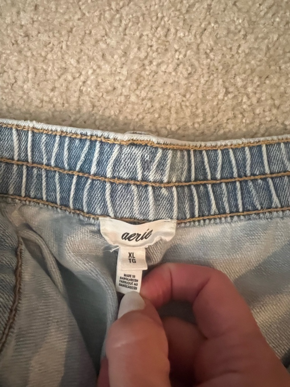aerie Light Blue Distressed Denim Cutoff Shorts - Picture 3 of 6